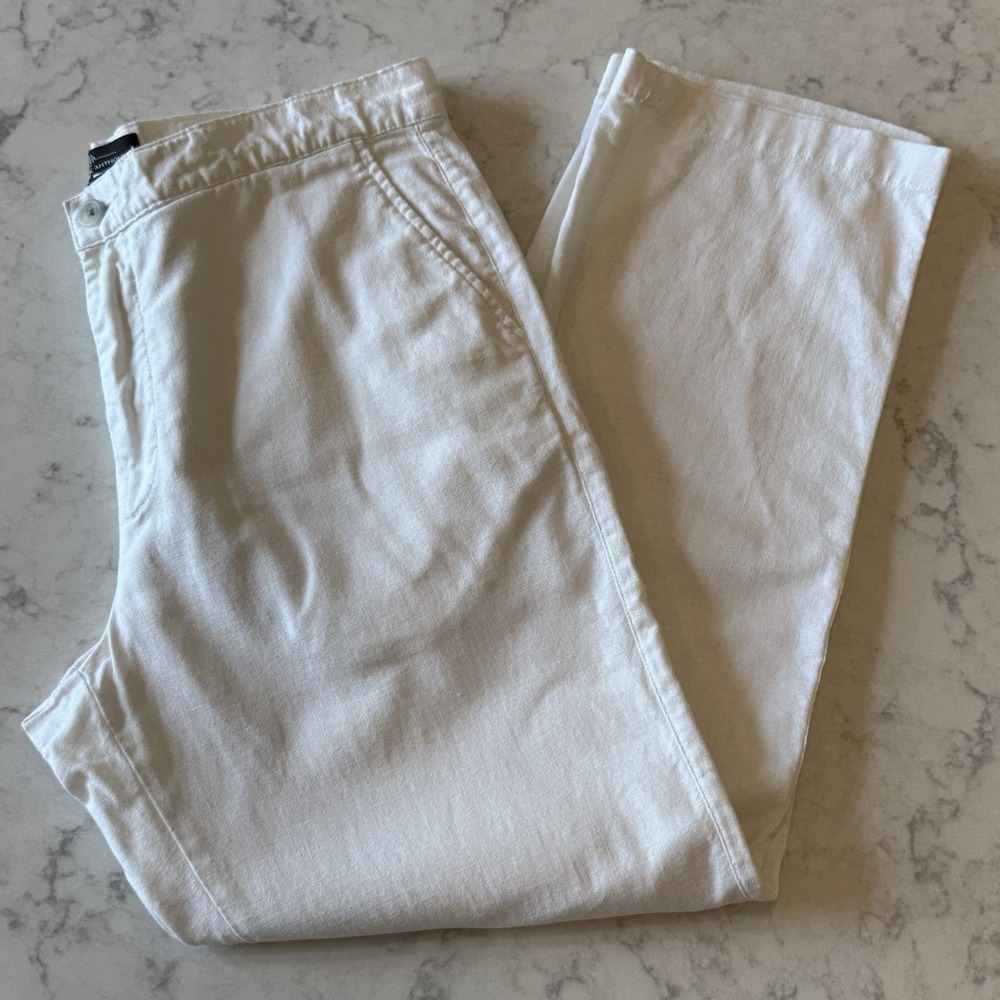 Marc Anthony Luxury Slim Fit Pants White Linen Cotton 36x30